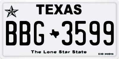 TX license plate BBG3599