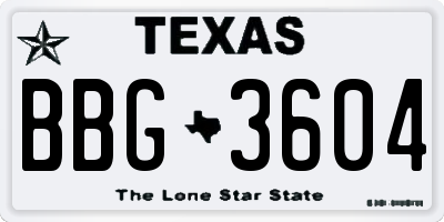 TX license plate BBG3604