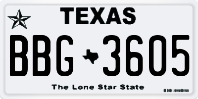 TX license plate BBG3605