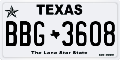 TX license plate BBG3608