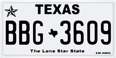 TX license plate BBG3609