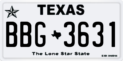 TX license plate BBG3631