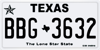 TX license plate BBG3632