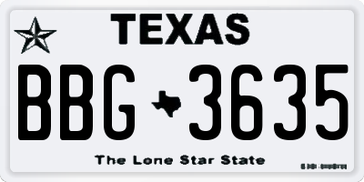 TX license plate BBG3635