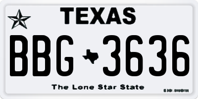 TX license plate BBG3636