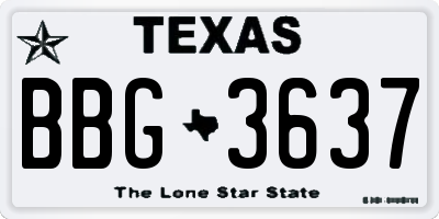 TX license plate BBG3637