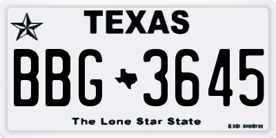 TX license plate BBG3645