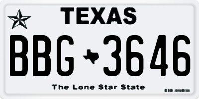 TX license plate BBG3646