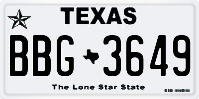 TX license plate BBG3649