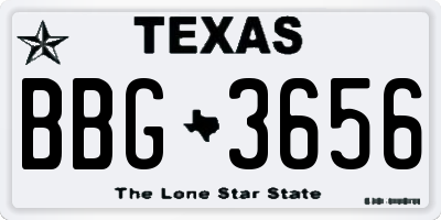 TX license plate BBG3656
