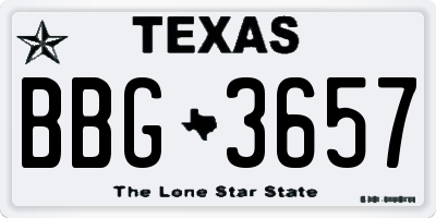 TX license plate BBG3657