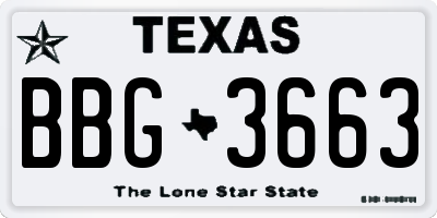 TX license plate BBG3663