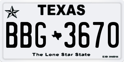 TX license plate BBG3670
