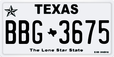 TX license plate BBG3675