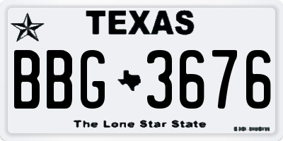 TX license plate BBG3676