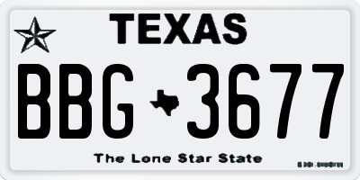 TX license plate BBG3677