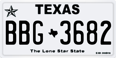 TX license plate BBG3682