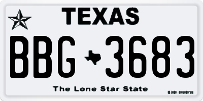 TX license plate BBG3683