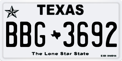 TX license plate BBG3692