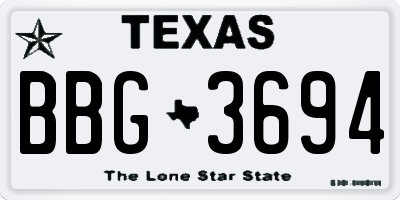 TX license plate BBG3694