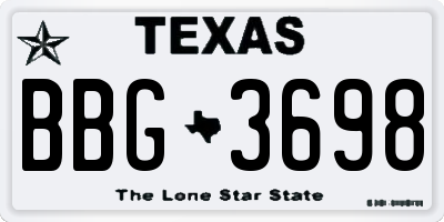 TX license plate BBG3698