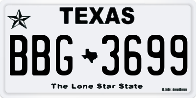 TX license plate BBG3699