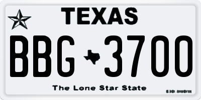 TX license plate BBG3700