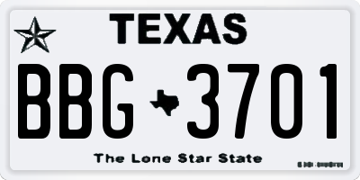 TX license plate BBG3701