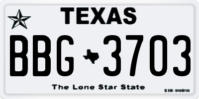 TX license plate BBG3703