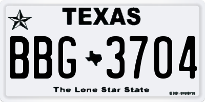 TX license plate BBG3704