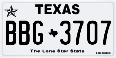 TX license plate BBG3707