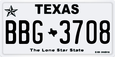 TX license plate BBG3708