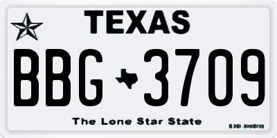 TX license plate BBG3709