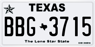 TX license plate BBG3715