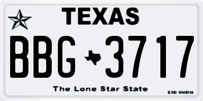 TX license plate BBG3717