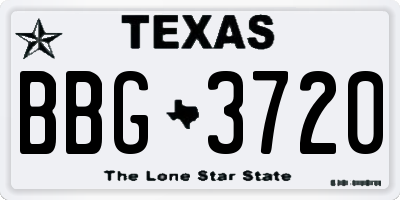 TX license plate BBG3720