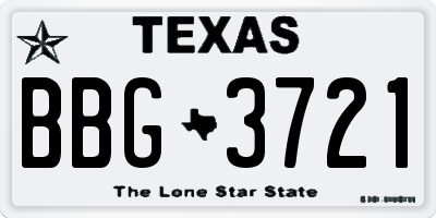 TX license plate BBG3721