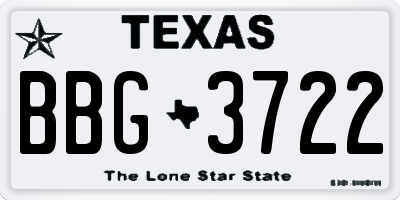 TX license plate BBG3722