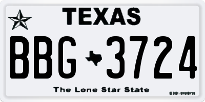 TX license plate BBG3724