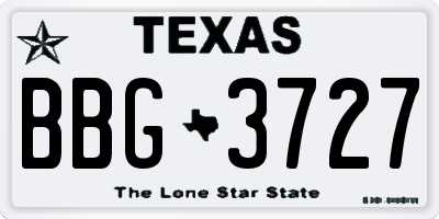 TX license plate BBG3727