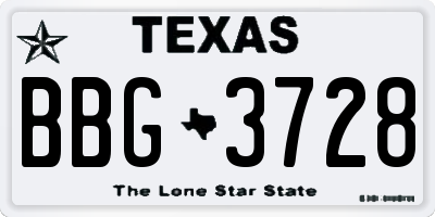 TX license plate BBG3728