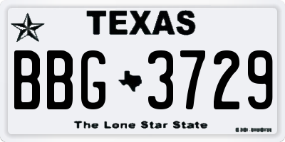 TX license plate BBG3729