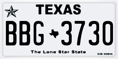 TX license plate BBG3730