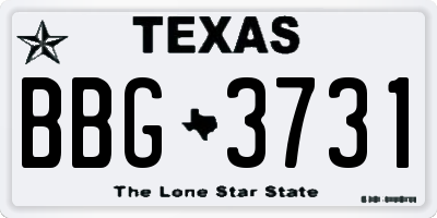 TX license plate BBG3731