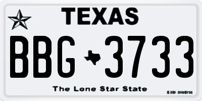 TX license plate BBG3733