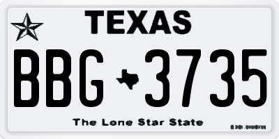 TX license plate BBG3735