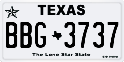 TX license plate BBG3737