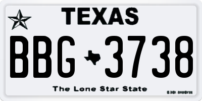 TX license plate BBG3738