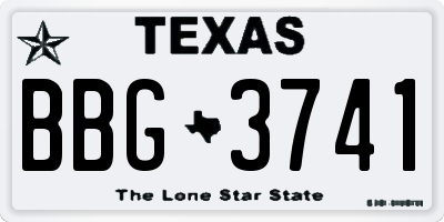 TX license plate BBG3741