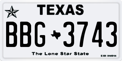 TX license plate BBG3743